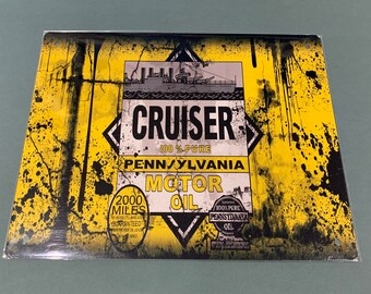 Señal resistente a la intemperie de aluminio con aspecto desgastado de Cruiser Oil