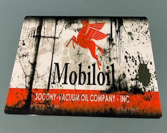 Mobiloil Oil Distressed Look Reproducción Aluminio Señal resistente a la intemperie
