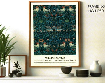 William Morris Centenary Exhibition V & A Poster Print Style 2 - Formats A4 et A3 disponibles