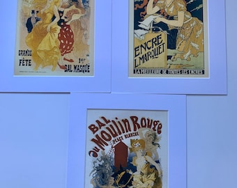 Conjunto de impresiones en lienzo Art Déco: Teatro, Moulin Rouge, Encre (25,4 x 20,3 cm)