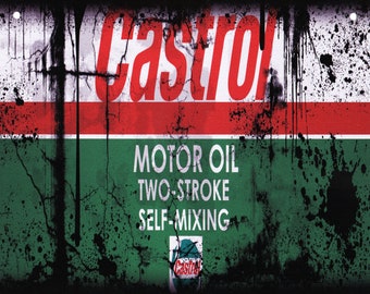 Castrol Oil Distressed Look Reproducción Aluminio Resistente a la intemperie signo garaje mancave