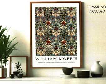 William Morris Centenary Exhibition V & A Poster Print Style 7 - Formats A4 et A3 disponibles