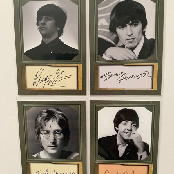 The Beatles Fab Four Aceo Portrait Style Cards from D. Gordon with Facsimile Autographs