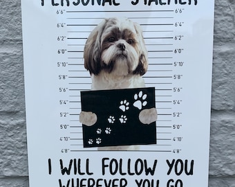 Personal Stalker Shih Tzu decorativo divertido aluminio resistente a la intemperie signo