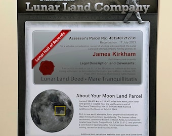 Certificado de escritura de propiedad de Moon Land: regalo novedoso