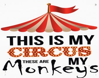 Circus Monkeys Aluminum Sign: Weatherproof Novelty Decor
