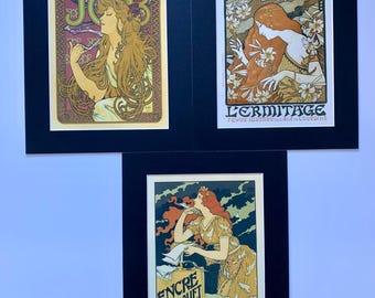 Conjunto de impresiones en lienzo Art Déco: Arte mural con paspartú (10x8)