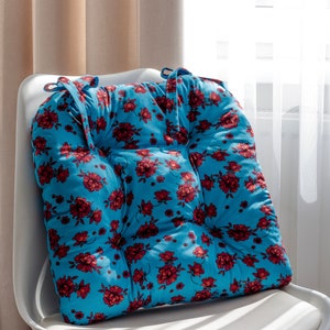 U-Shape Chair Cushion: Floral Cotton Blend Pad with Ties