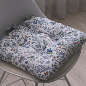 Cojín de silla de algodón en forma de U con lazos - Confort hecho a mano