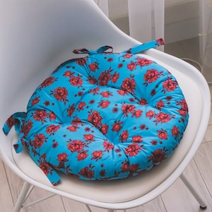 Round cushion for chairs, chairs cushions, floral cushion, pads with ties