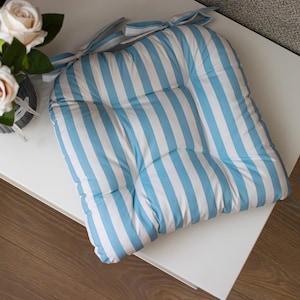 U-Shape Chair Cushion: Striped Cotton Seat Pad with Ties