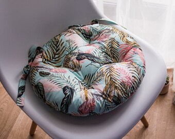 Seat cushions, chair pads, round cushions, tropical decor