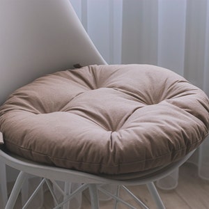 Linen round cushions, solid color cushions, chair cushions