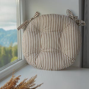 Handmade round cushion for chairs, striped cushion, chair pad