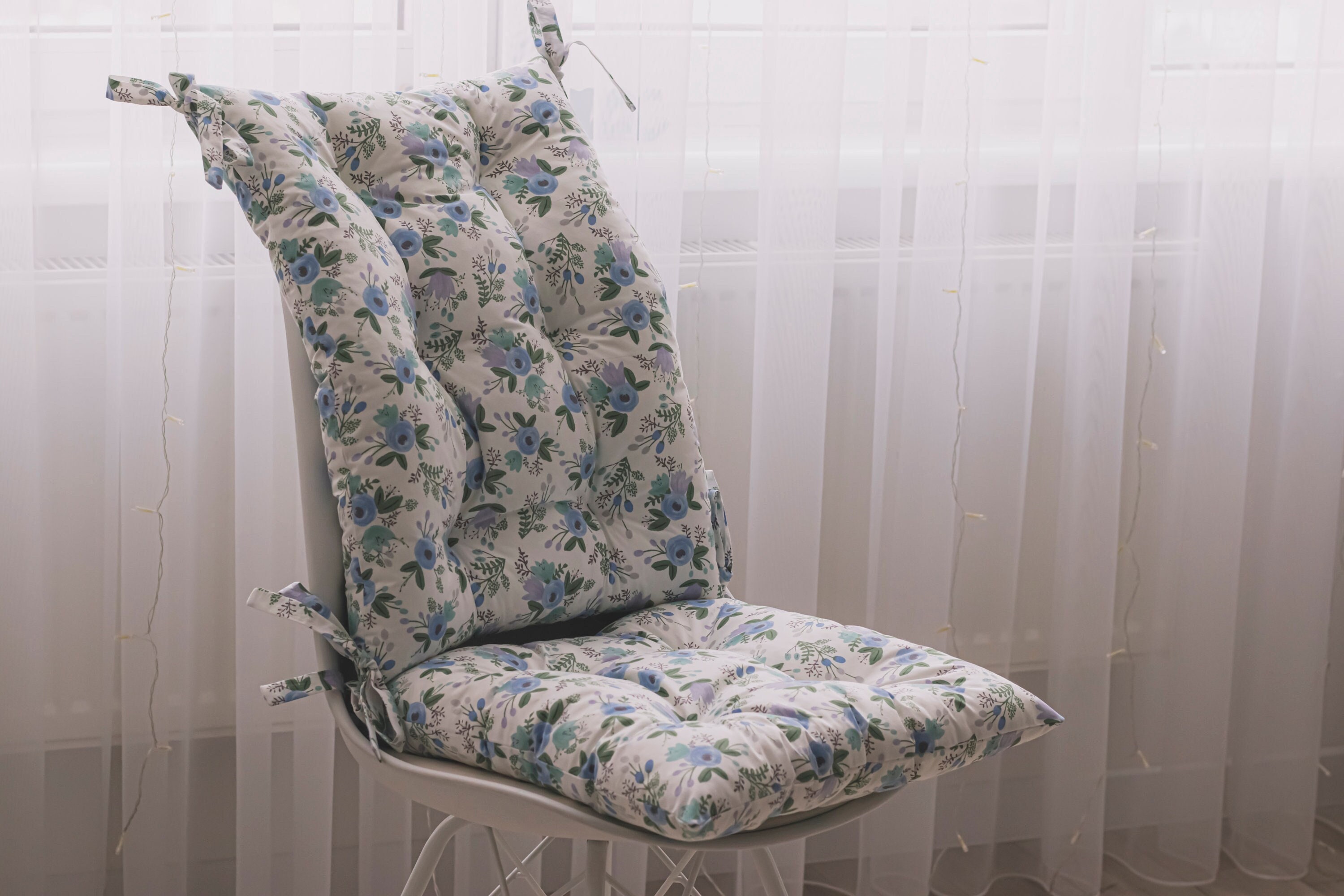 soft simple French style lotus leaf frill dining chair cushion