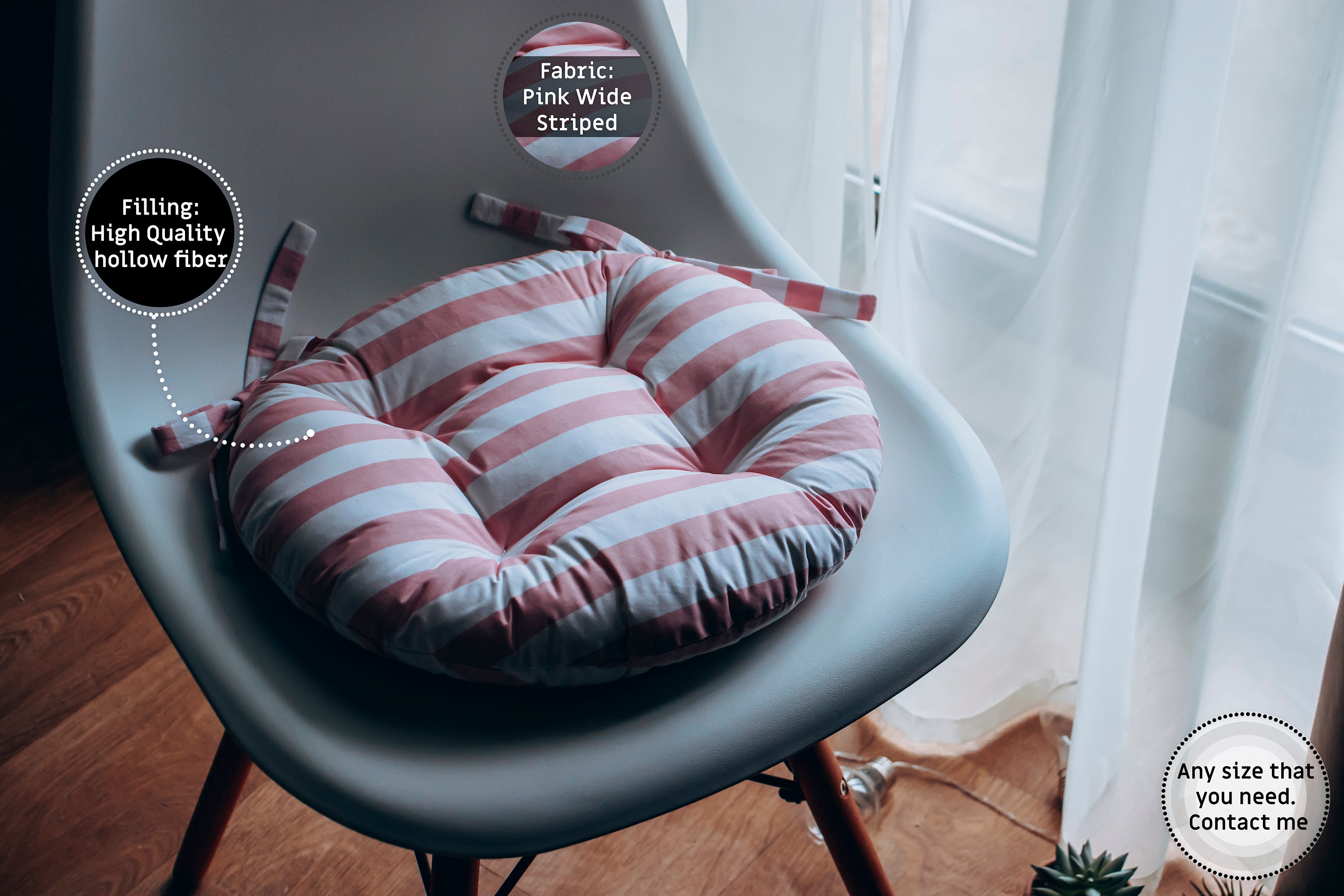 Handmade Round Cushion for Chairs Chairs Cushions Striped Etsy