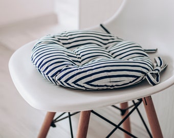 Round seat cushion, striped cushion, round chair cushion