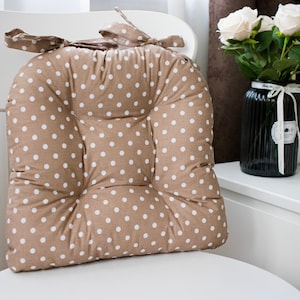 U-Shape Chair Cushion: 100% Cotton Polka Dot Seat Pad