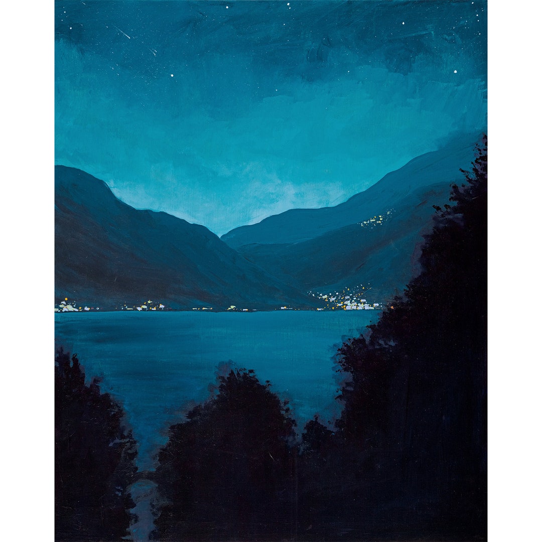 Light Upon the Lake Archival Print Lake Como Italy Night Etsy