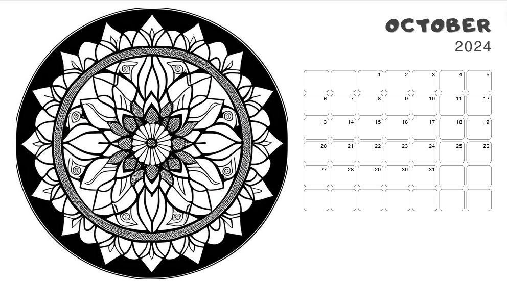 Mandala Calendar 2024. Printable Calendar in Two Sizes: A4 and A3. Pdf ...