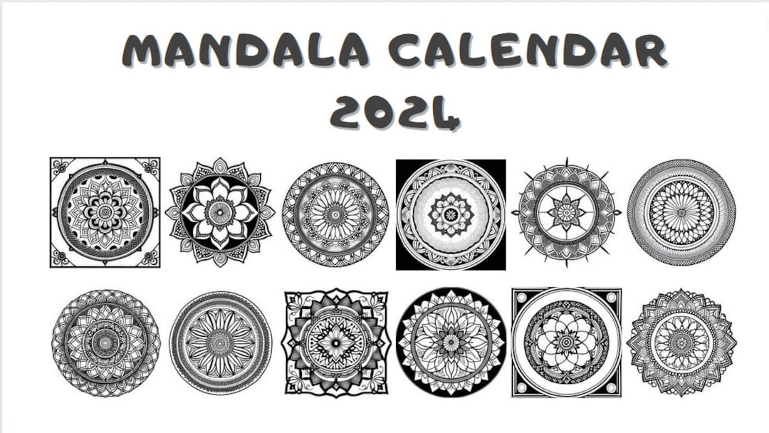 Mandala Calendar 2024. Printable Calendar in Two Sizes: A4 and A3. Pdf ...