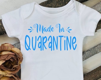 Made in Quarantine 2020 Infant Onsie New Baby New Year Blue