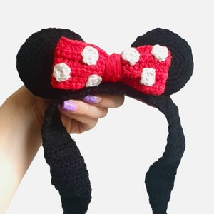 Minnie Mouse ears headband Crochet Pattern: Add Some magic to Your Wardrobe! adjustable size- from baby to adult