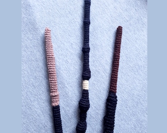 Crochet magic wizard wands, 3 wands crochet pattern set pdf, easy beginners tutorial, cosplay or costume elements