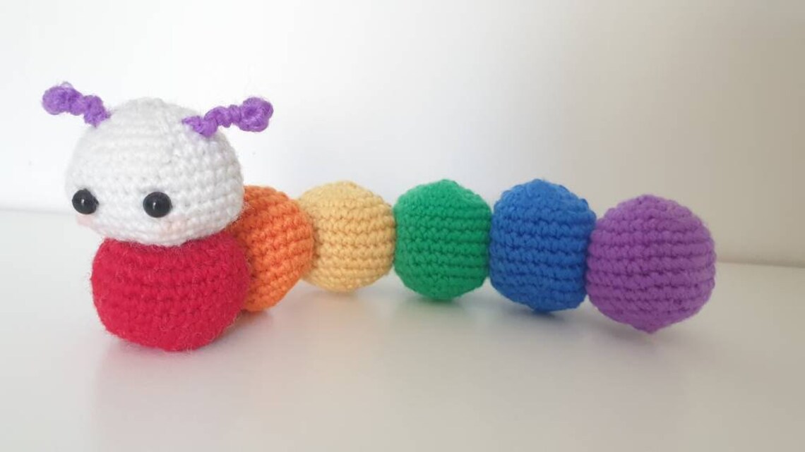 Rainbow caterpillar crochet pattern easy to follow Etsy