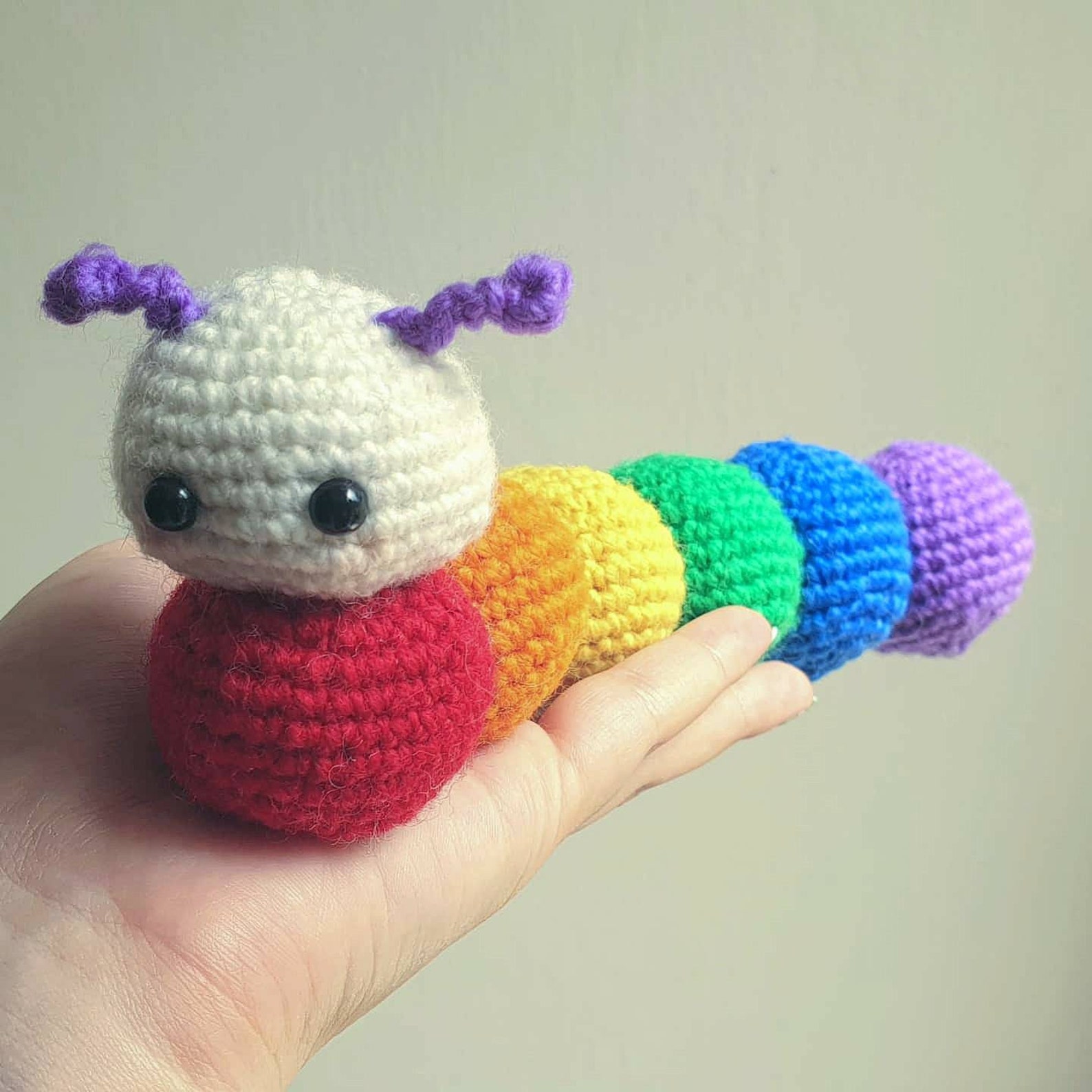 Rainbow caterpillar crochet pattern easy to follow Etsy