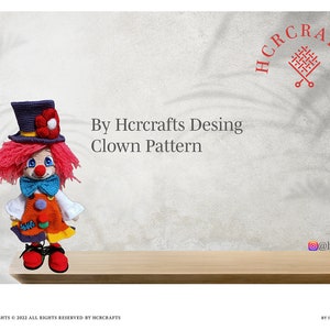 Crochet Amigurumi Clown Pattern, Knitting clothes, Christmas Gift, Holiday Decor, Full Instructions, Language : English ONLY