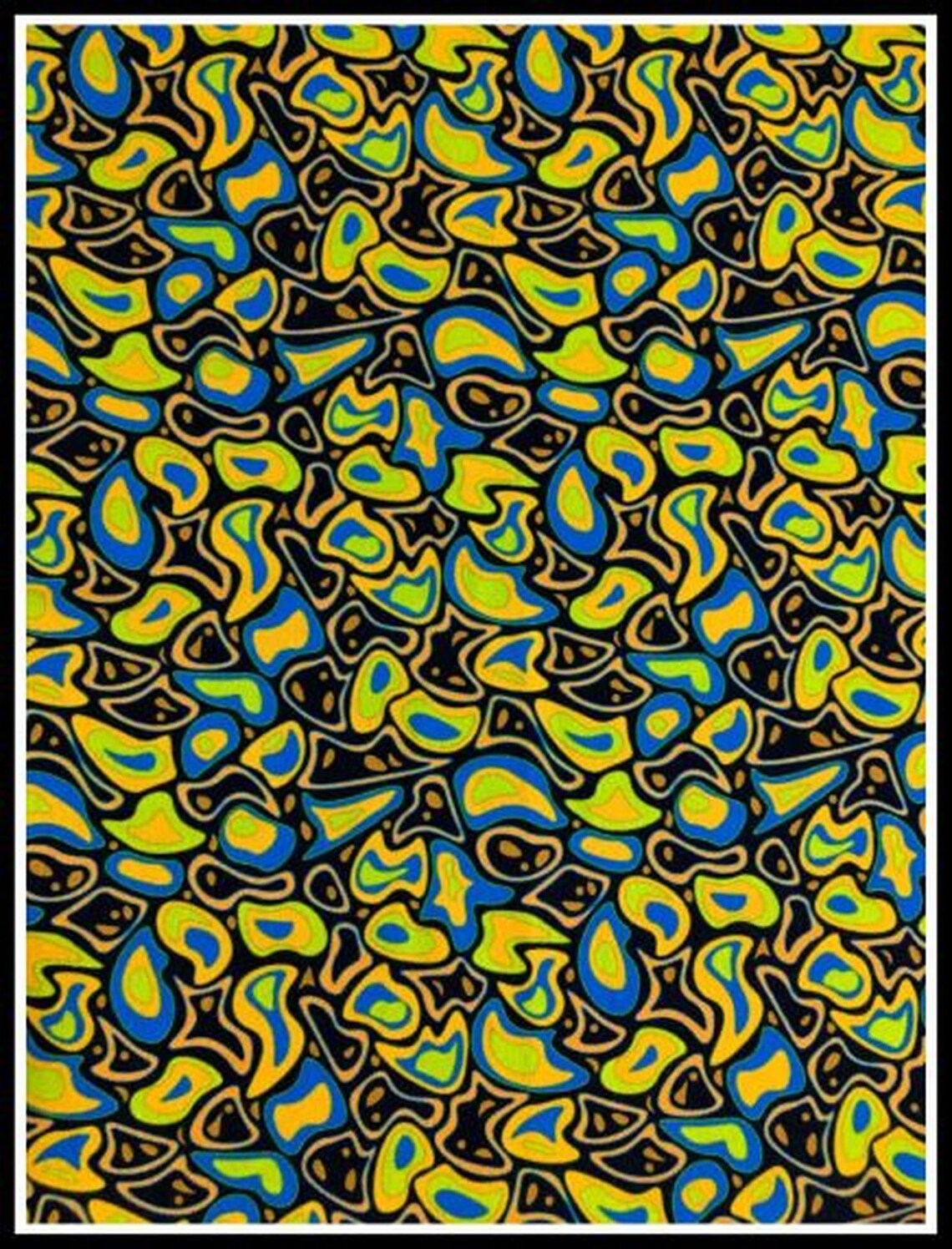 LAVA SPOTS Blue Yellow Psychedelic Fabric 70's Retro | Etsy