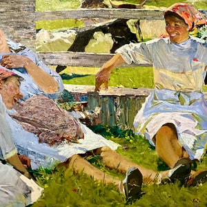 Milkmaids Postcard by Nikolas Baskakov