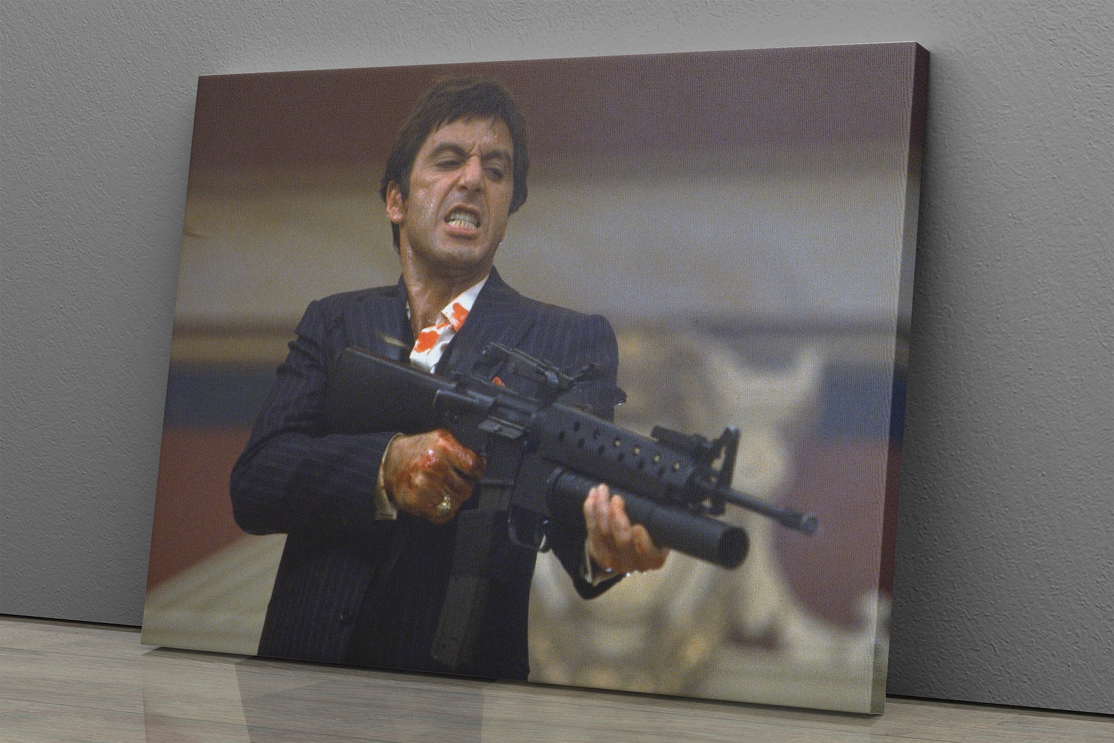 Scarface Poster Al Pacino with Gun Hand Made Posters Canvas Etsy