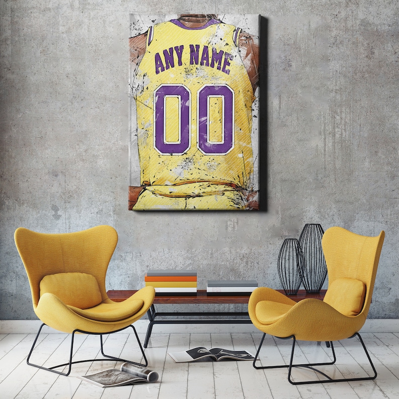 Los Angeles Lakers Personalized Jersey Wall Art Canvas Canvas Etsy