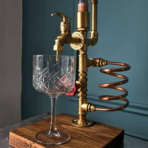 Handcrafted Industrial Drink / Liquor Dispenser, Free standing or wall mounted Optics for homes, bars and restaurants