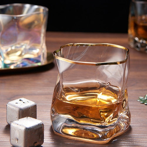 Unique Gold Rimmed Abstract Glass Tumbler Set of 2 or 4 Gifts Etsy UK