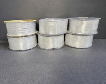 6 Silver Glitter Wired Ribbon Rolls, 1.5" x 10 Yards, Craft & Gift Wrap