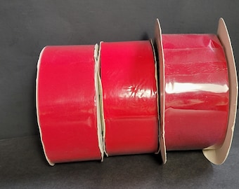 Lot of 3 red  ribbons 2' x 25y,ribbons for gift wrapping,valentines wreath ribbon,