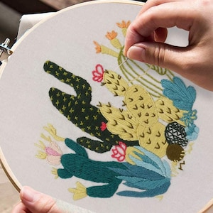 Kit per ricamo Cactus Love, kit per ricamo fai da te per principianti, kit per ricamo con piante, regalo per lei sotto i 20 anni, kit per lavori artigianali fatti a mano