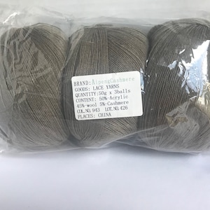 Khaki Acrylic Wool Cashmere Yarn Lot 3 Skeins 50g Knitting Crochet Clearance
