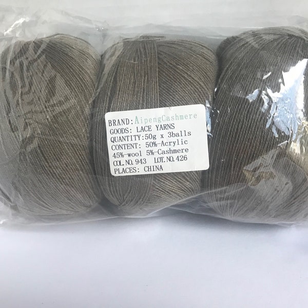 Lot 3 Skein Khaki Acrylic/ Wood/cashmere knitting yarns, Clearance yarn sale, Acrylic wool blend yarn, Alpaca wool yarn bundle