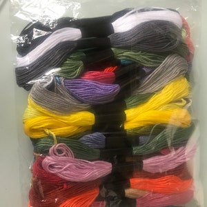 マルチカラー刺繍糸束、刺繍糸ピック、刺繍糸セットキット、レインボー刺繍糸、中古刺繍糸