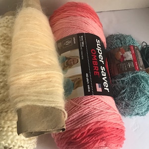 Mixed Sock Yarn Lot, Ombre Acrylic Wool Cotton, Crochet Knitting Mystery Yarn, Mixed yarn, Acrylic  Scrap Yarn