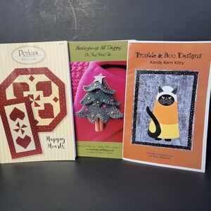 Lot 0f 3 sewing and quilting pattern,Perkins Dry Goods,quilt pattern table topper,Sewing, Quilting, Home Decor, christmas tree pin