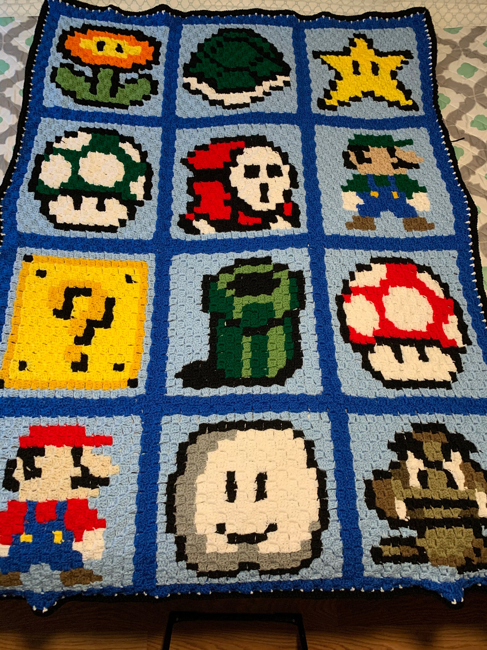 Mario Themed Crochet Blanket Etsy