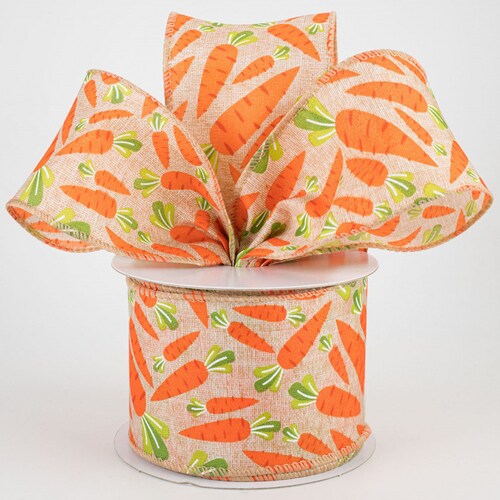 Easter Carrots Wired Ribbon by the Roll 2.5 X 10 YARD Etsy