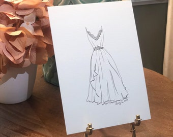 Wedding Dress Sketch: Custom Print