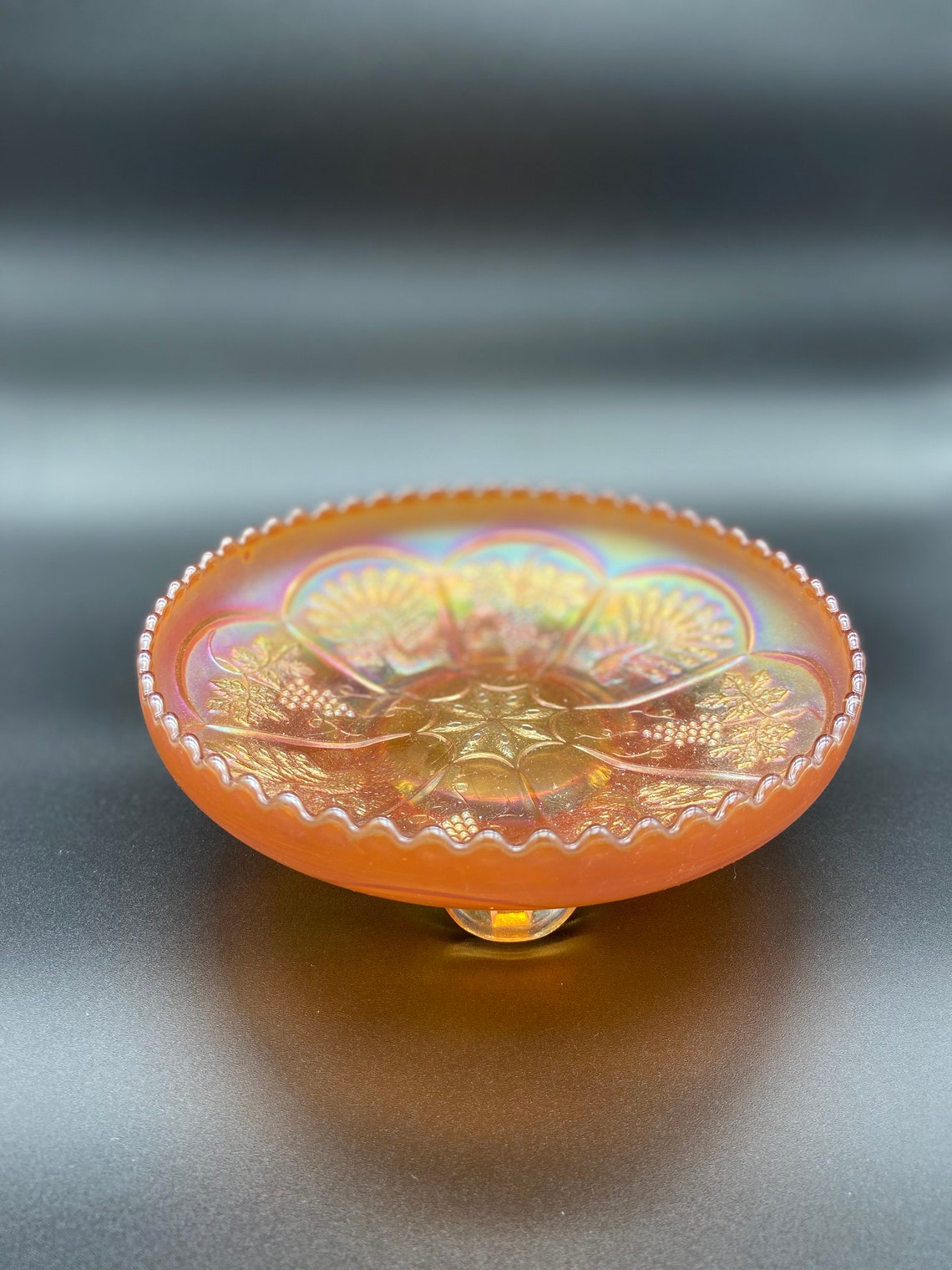 Marigold/orange Carnival Glass Candy Dish Etsy