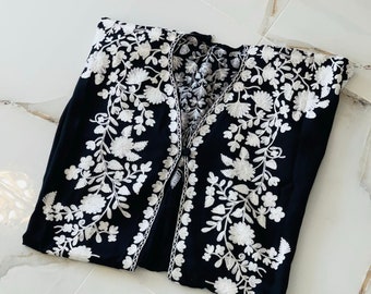 Black Embroidered Puncho/Cape Overall